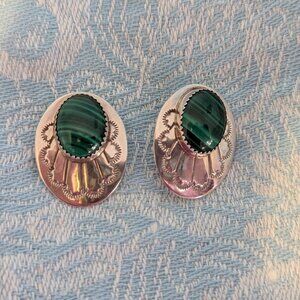 Sterling Silver Malachite stud earrings
